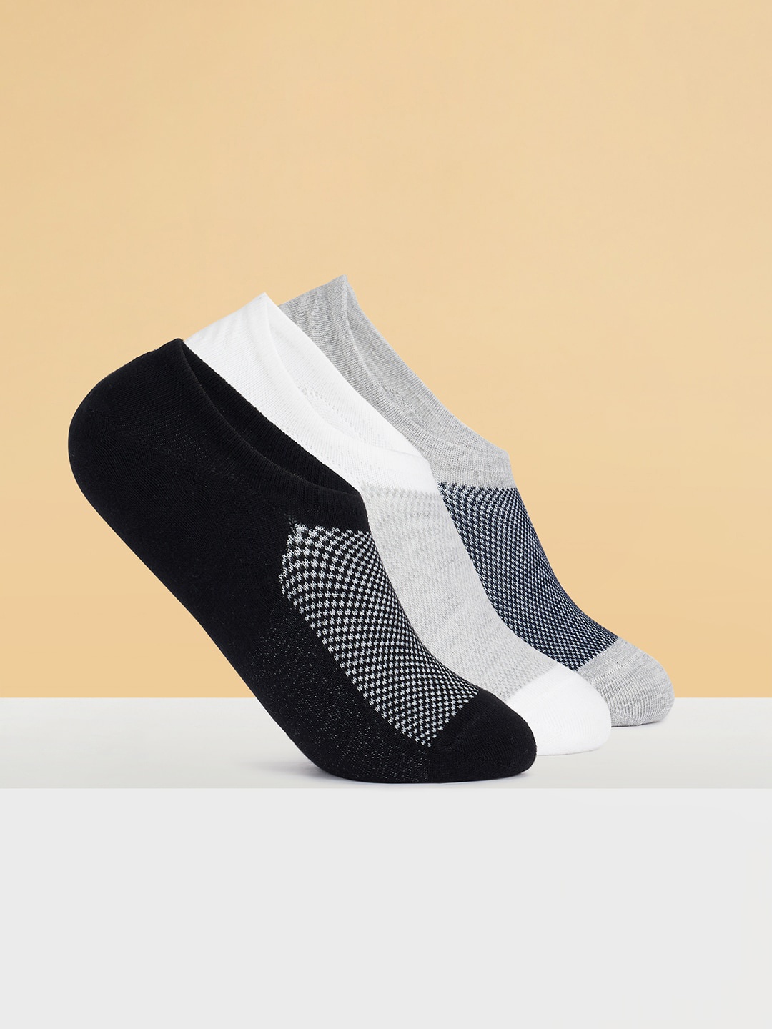 

Ajile by Pantaloons Men Pack Of 3 Patterned No-Show Shoe Liner Socks, Black