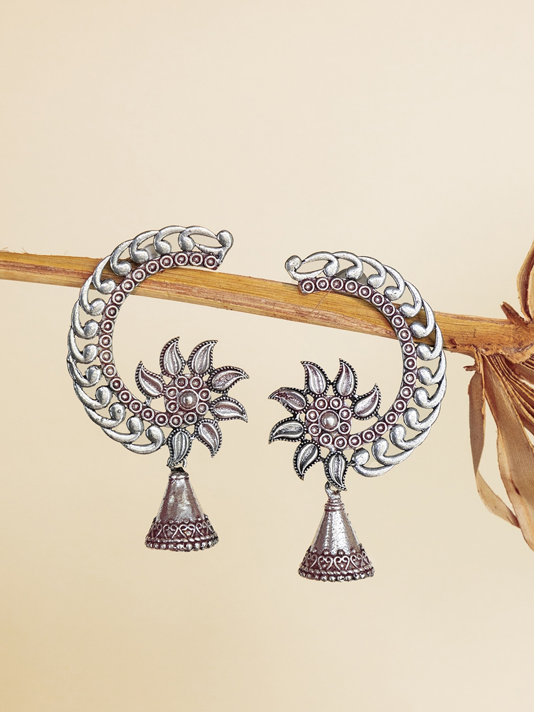 

Infuzze Silver-Plated Floral Drop Earrings