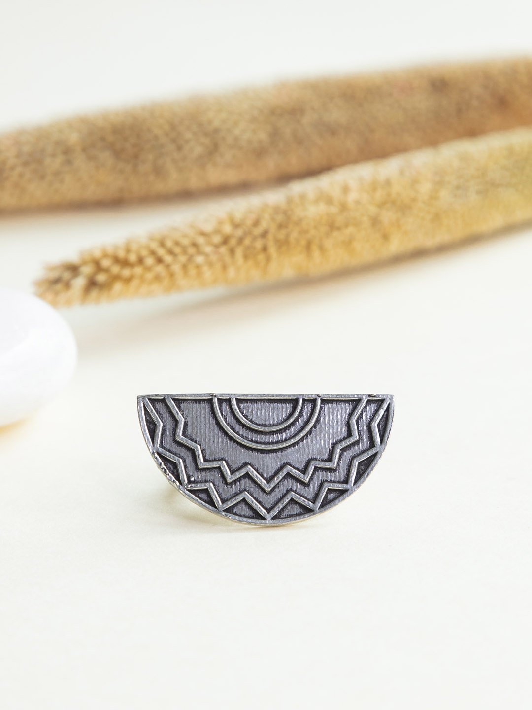 

Infuzze Silver-Plated Oxidised Adjustable Finger Ring