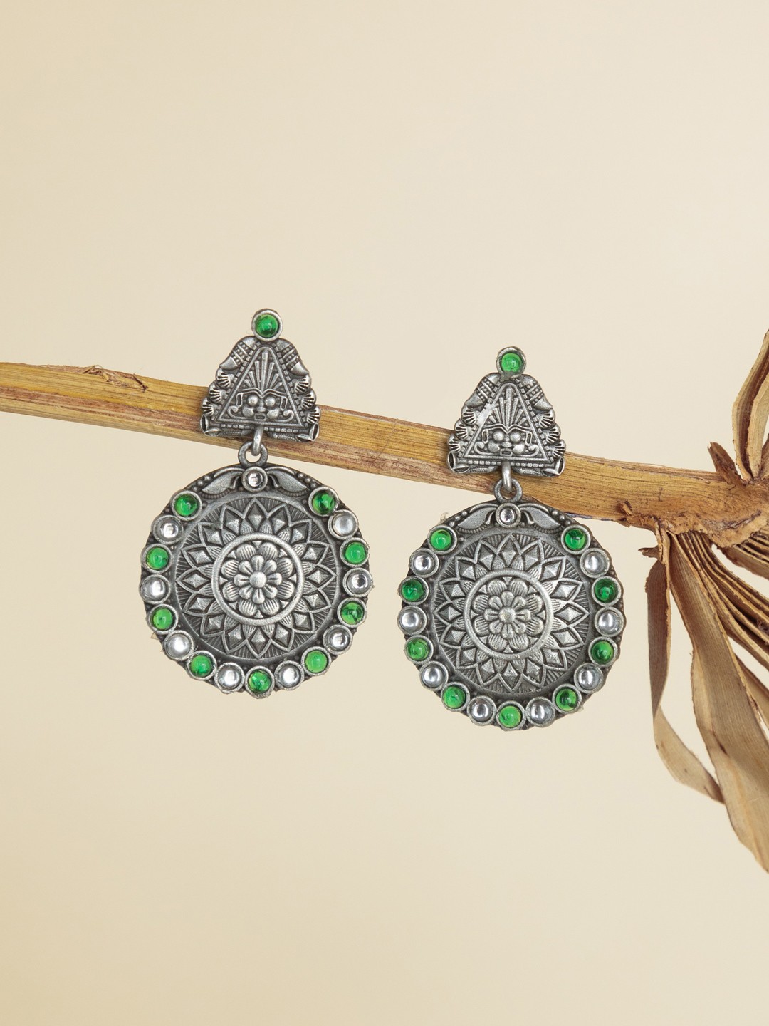 

Infuzze Silver-Plated Circular Drop Earrings