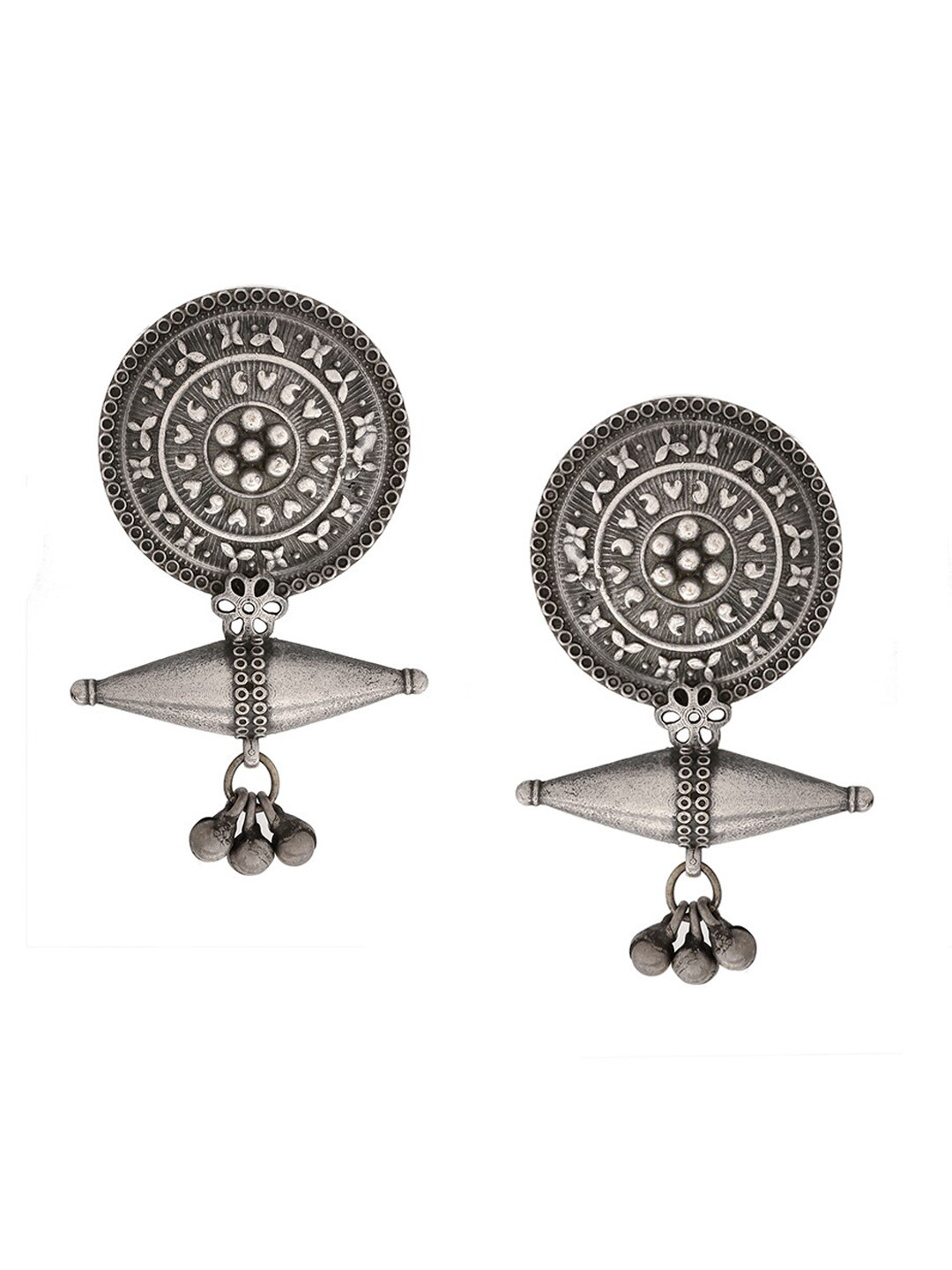 

Infuzze Silver-Plated Oxidised Drop Earrings