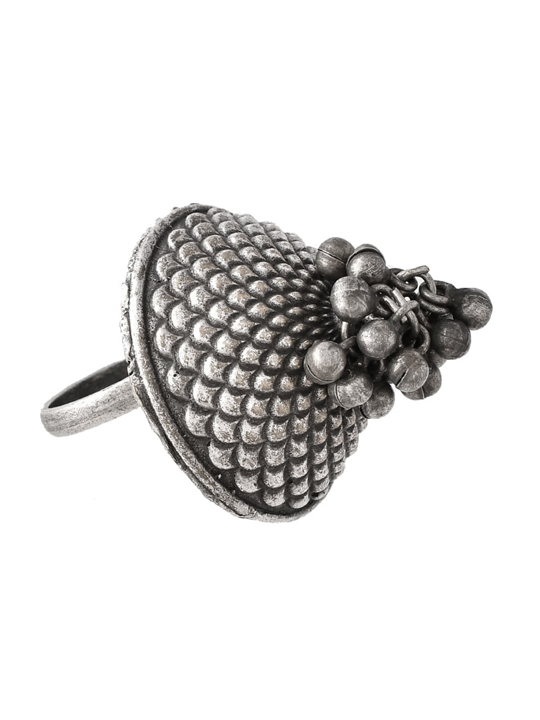 

Infuzze Silver-Plated Oxidised Adjustable Finger Ring
