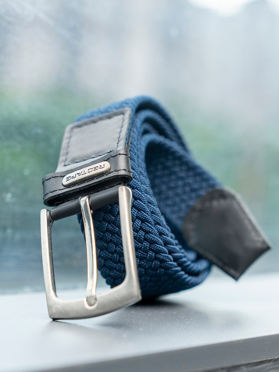 

Red Tape Men Braided Leather Belt, Navy blue