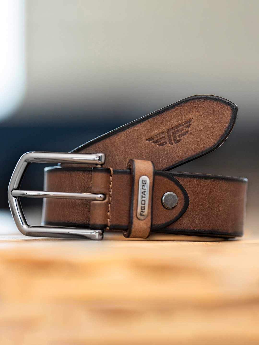 

Red Tape Men Leather Belt, Tan