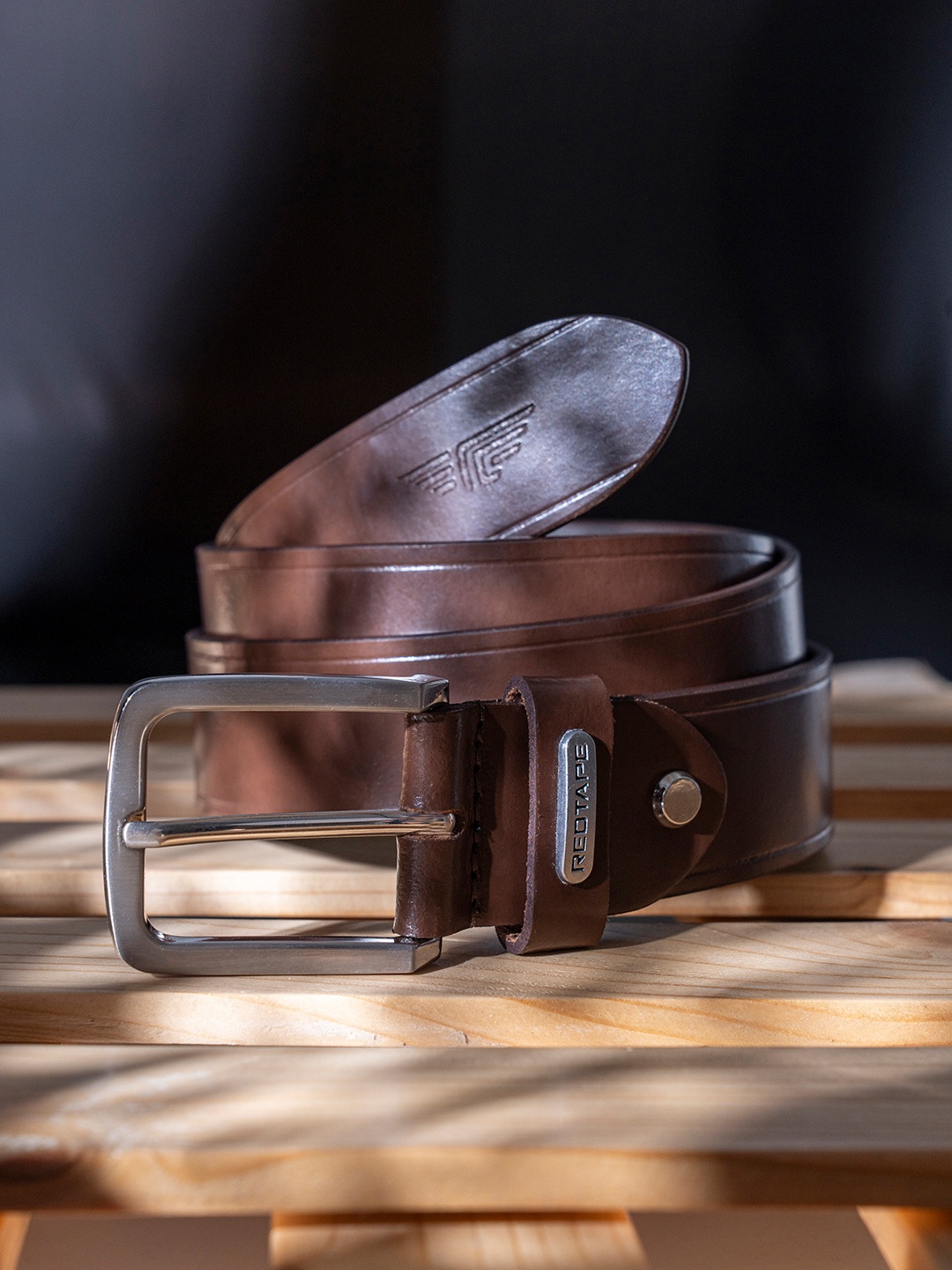 

Red Tape Men Leather Casual Belt, Brown