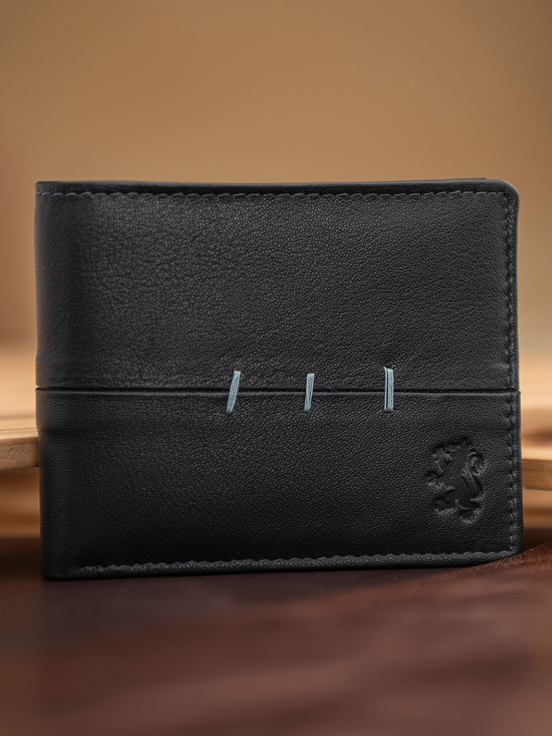 

Red Tape Men Navy Blue Solid Leather Two Fold Wallet