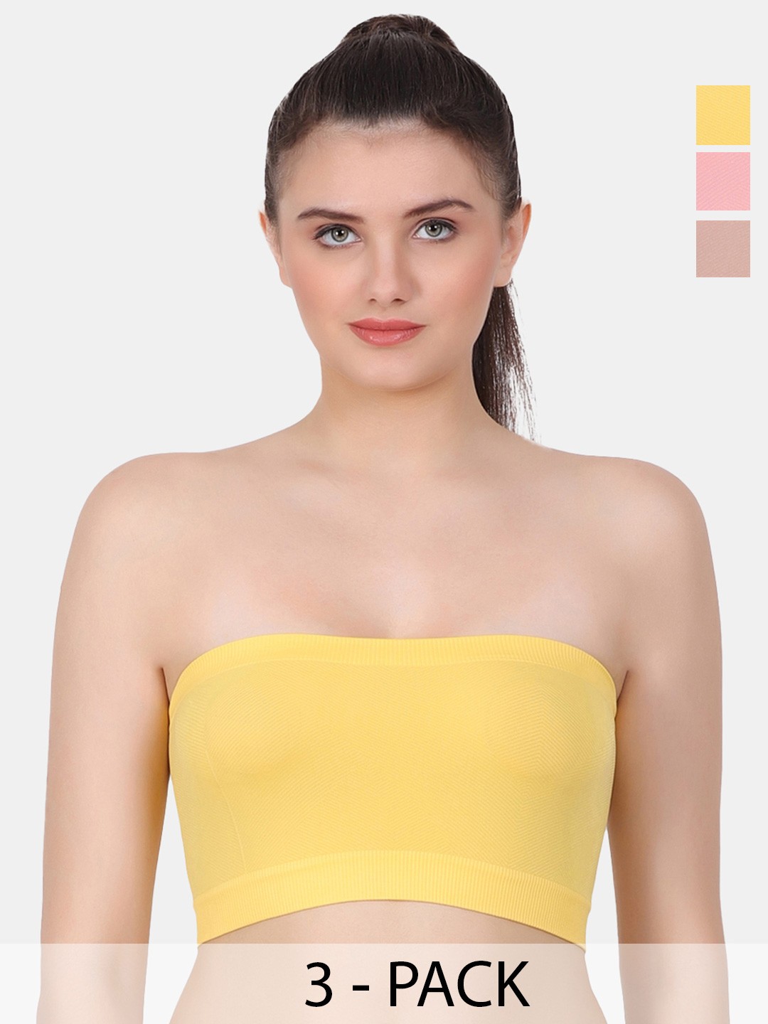 

Amour Secret Pink & Beige Bandeau Bra Full Coverage