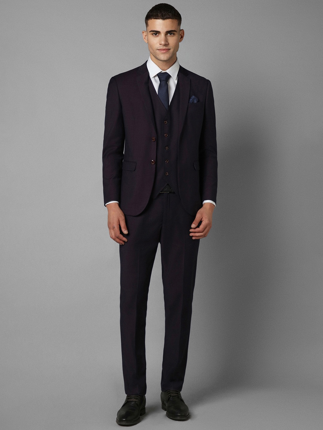 

Allen Solly Slim-Fit Single-Breasted Three-Piece Formal Suit, Purple