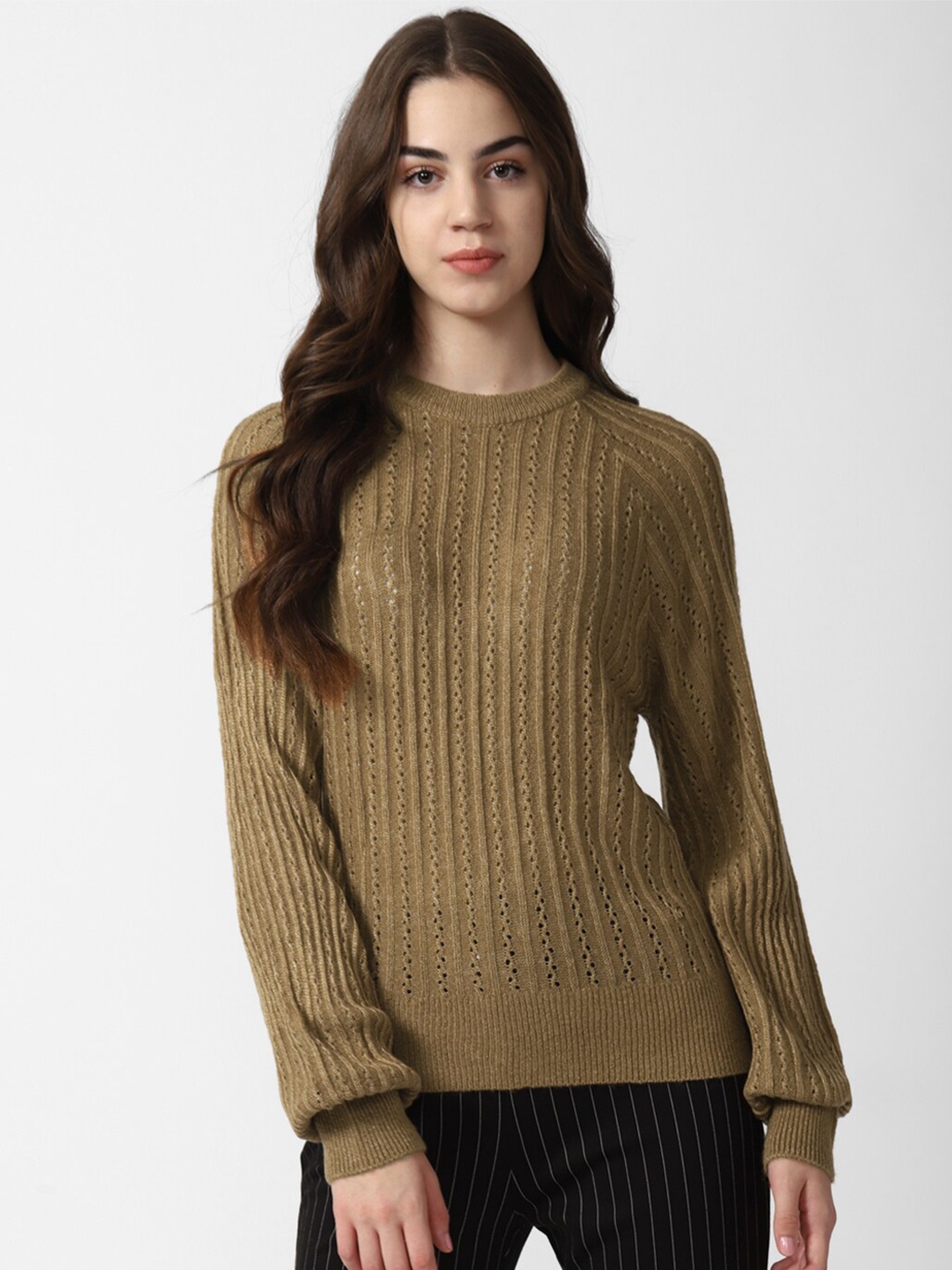 

Van Heusen Woman Cable Knit Round Neck Long Sleeves Pullover, Brown