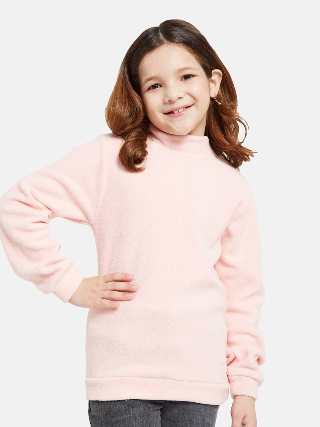 

METTLE Girls Mock Collar Fleece Sweatshirt, Pink