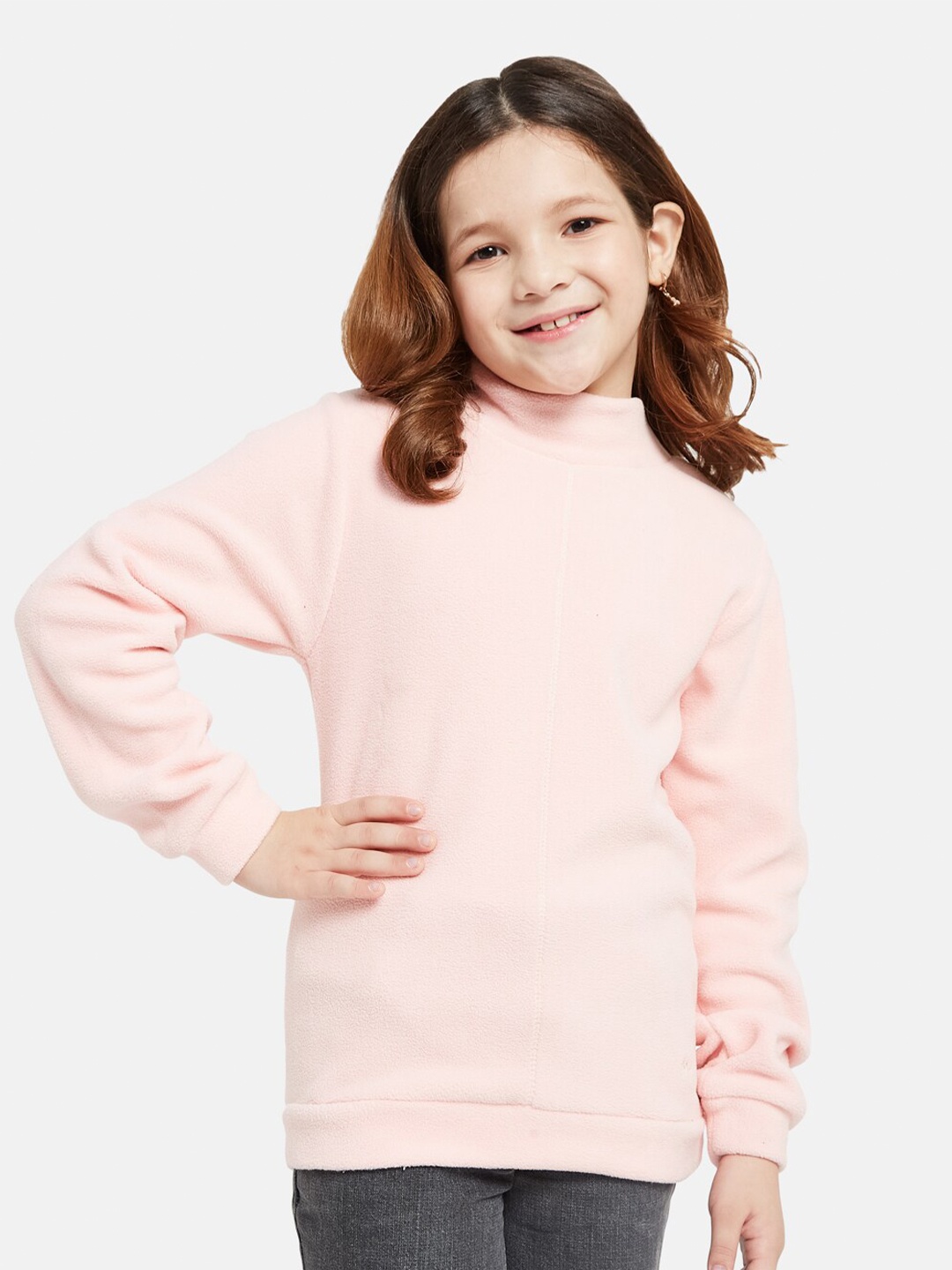 

METTLE Girls High Neck Pullover Sweatshirt, Pink