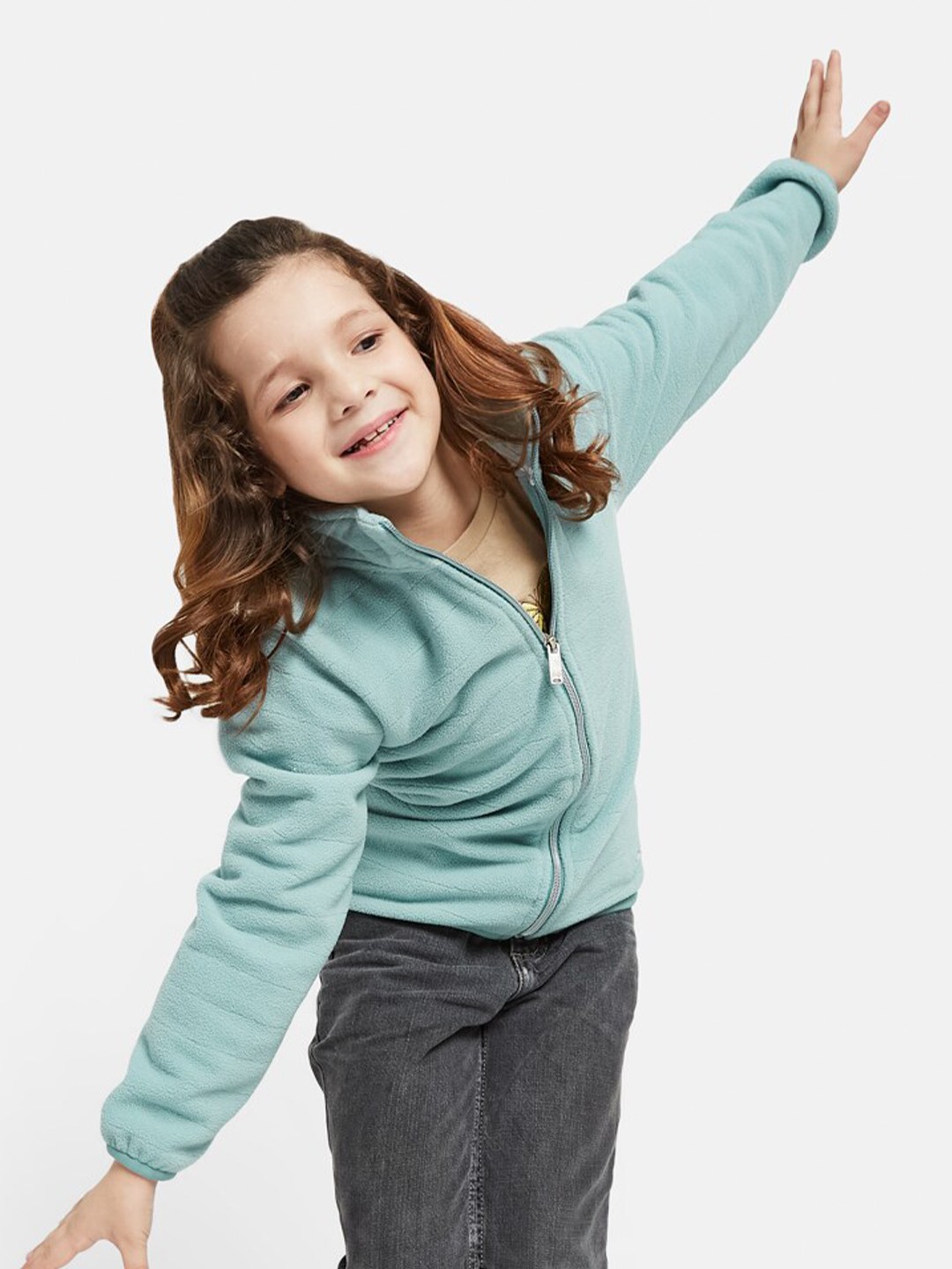 

METTLE Girls High Neck Fleece Sweatshirt, Blue