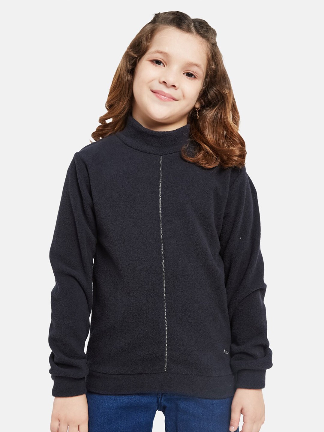 

METTLE Girls Hooded Pullover Sweatshirt, Navy blue