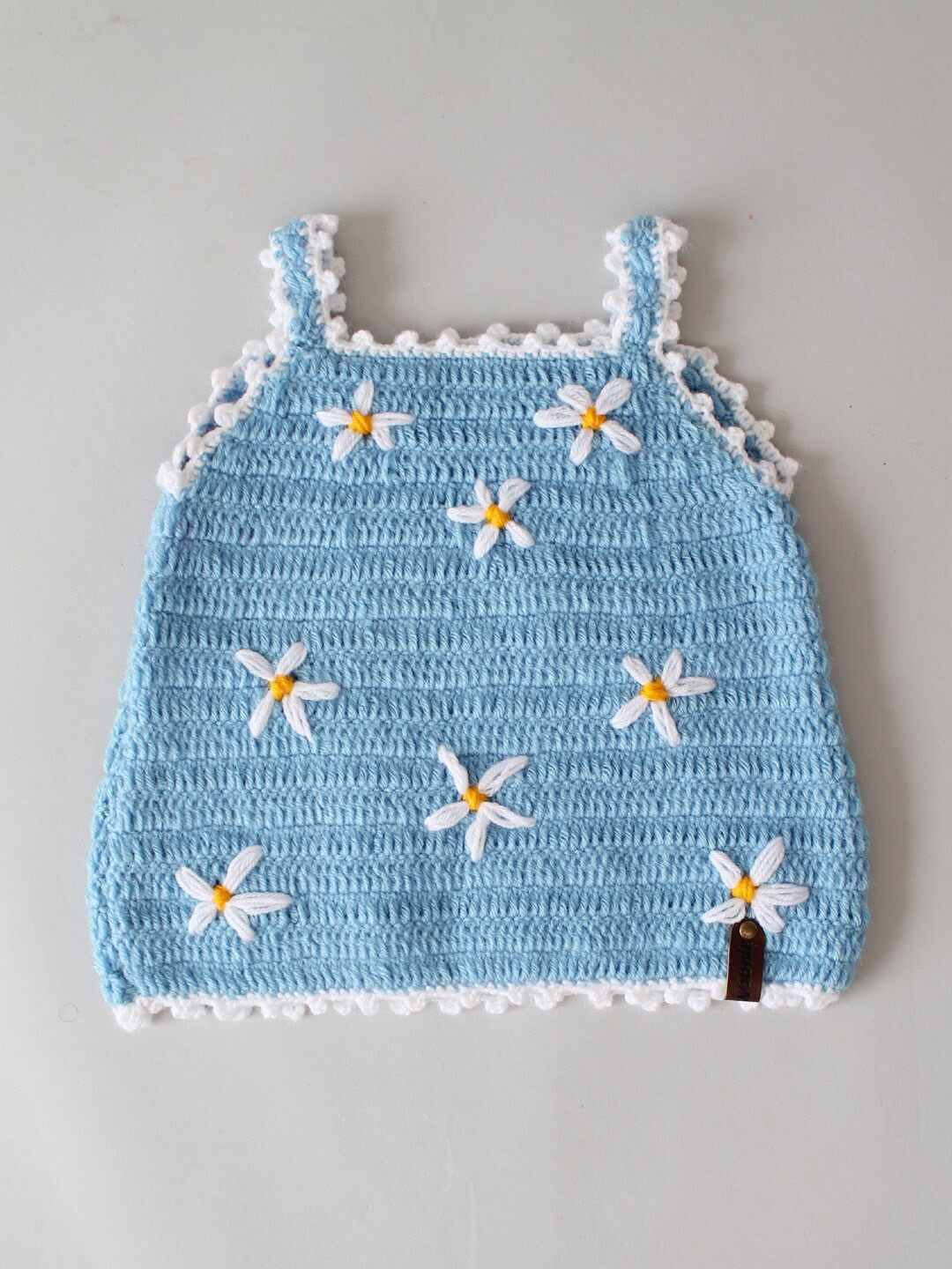 

Woonie Girls Ribbed Floral Acrylic Sweater Vest With Embroidered Detail, Blue