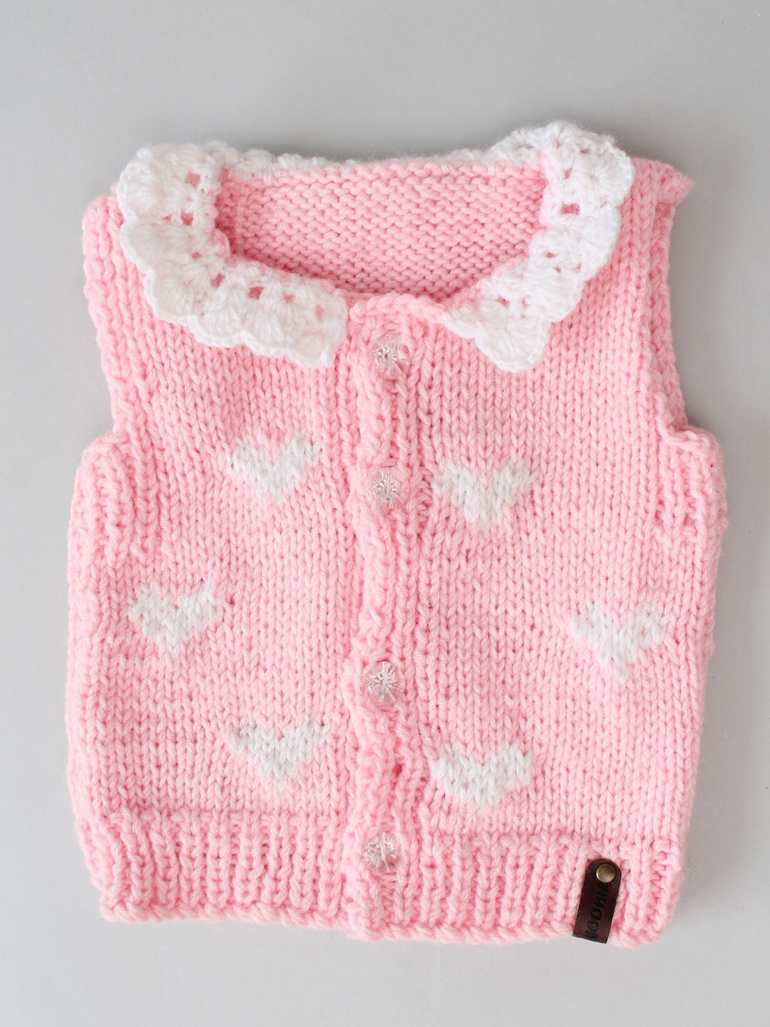 

Woonie Kids Cable Knit Sweater Vest, Pink