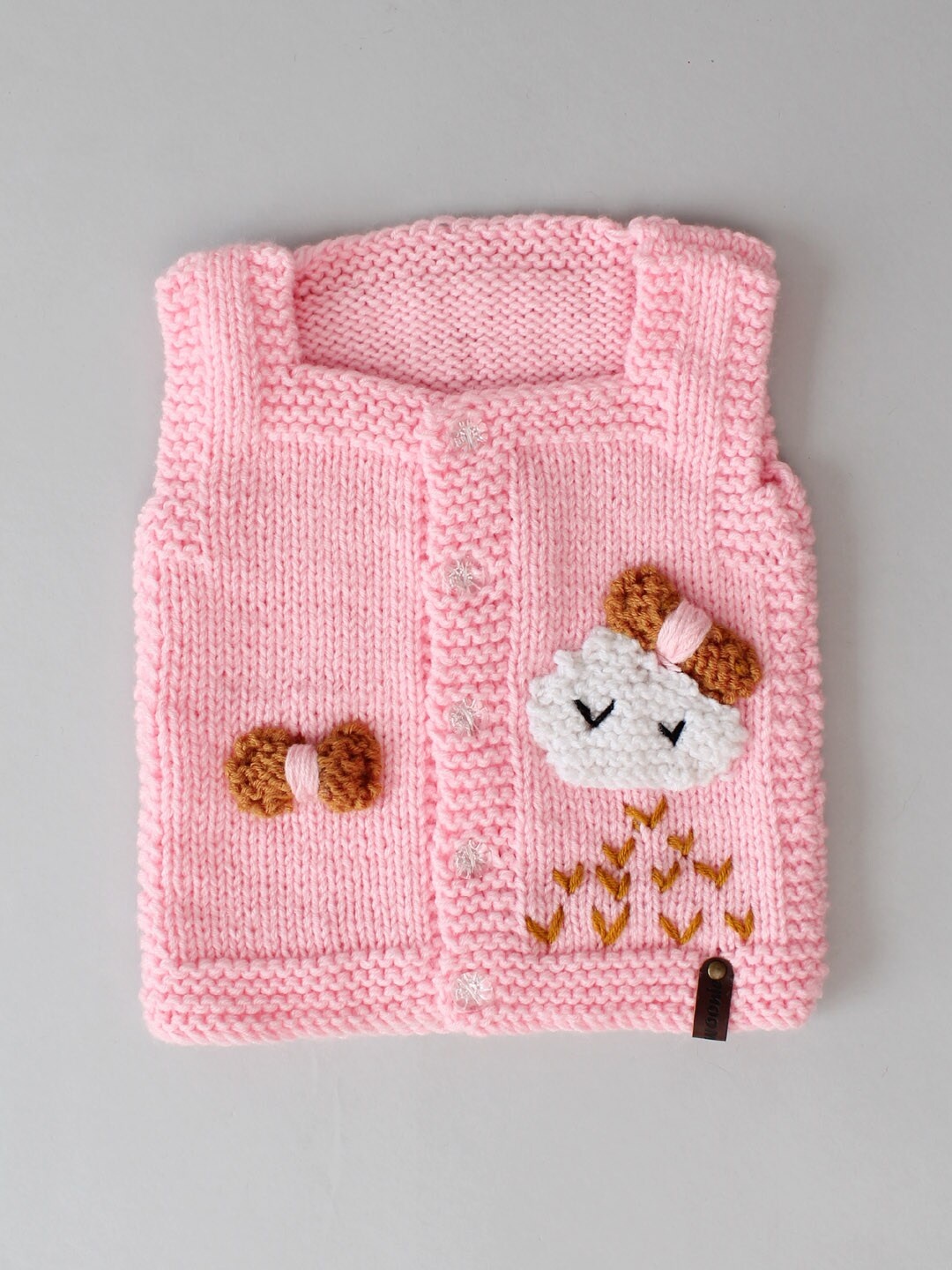 

Woonie Kids Cable Knit Sweater Vest, Pink