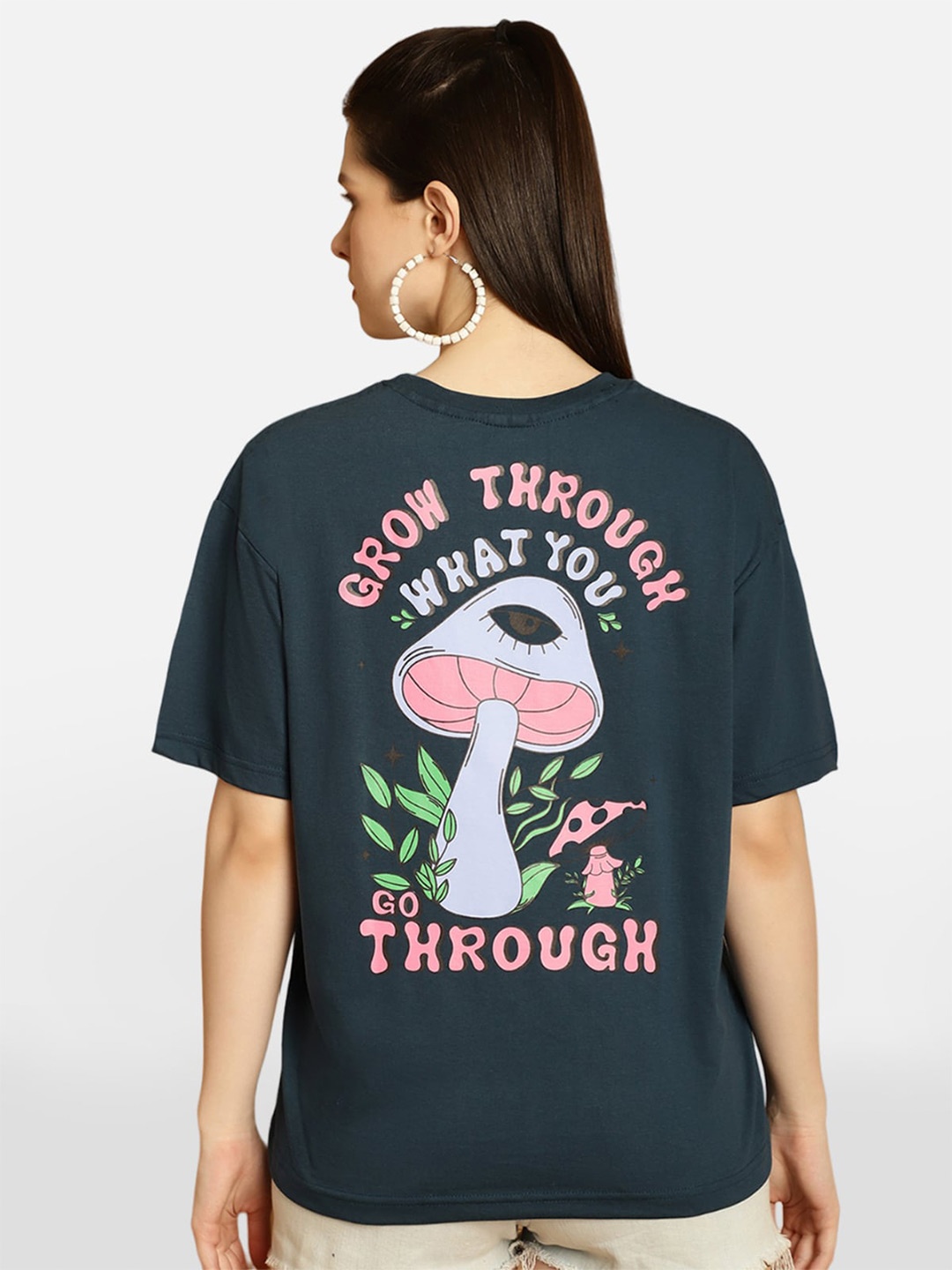 

BAESD Graphic Printed Drop-Shoulder Cotton Oversized T-shirt, Green