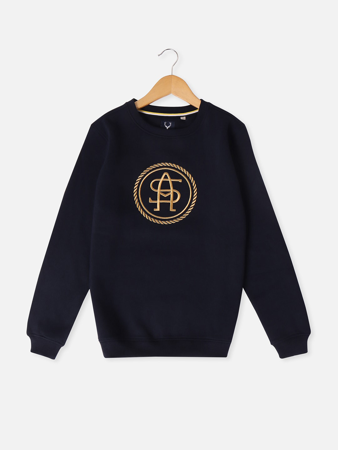 

Allen Solly Junior Boys Typography Printed Embroidered Round Neck Sweatshirt, Navy blue
