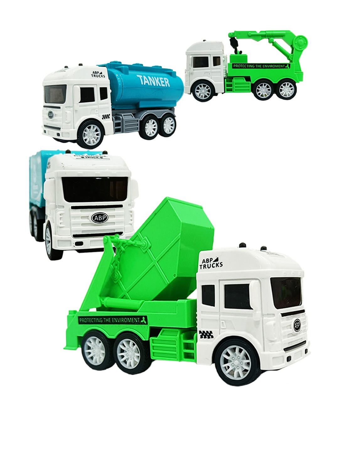 

WEMBLEY Kids Set Of 4 City Service Truck Toy Vehicles, Green