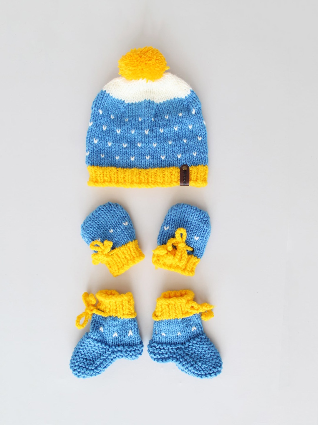 

Woonie Infants Pack Of 3 Knitted Acrylic Baby Apparel Gift Set, Blue