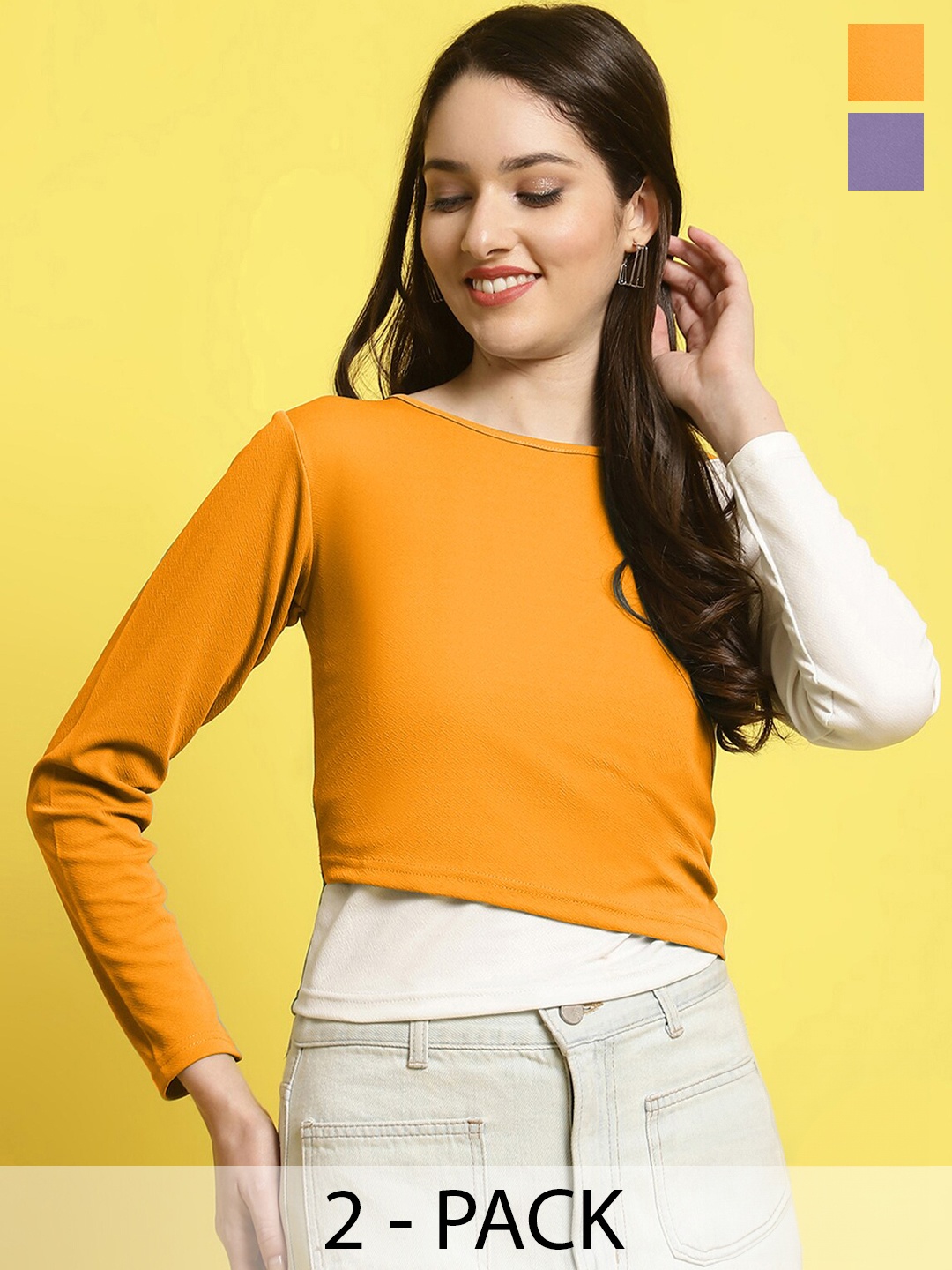 

Fabflee Pack Of 2 Casual Tops, Orange