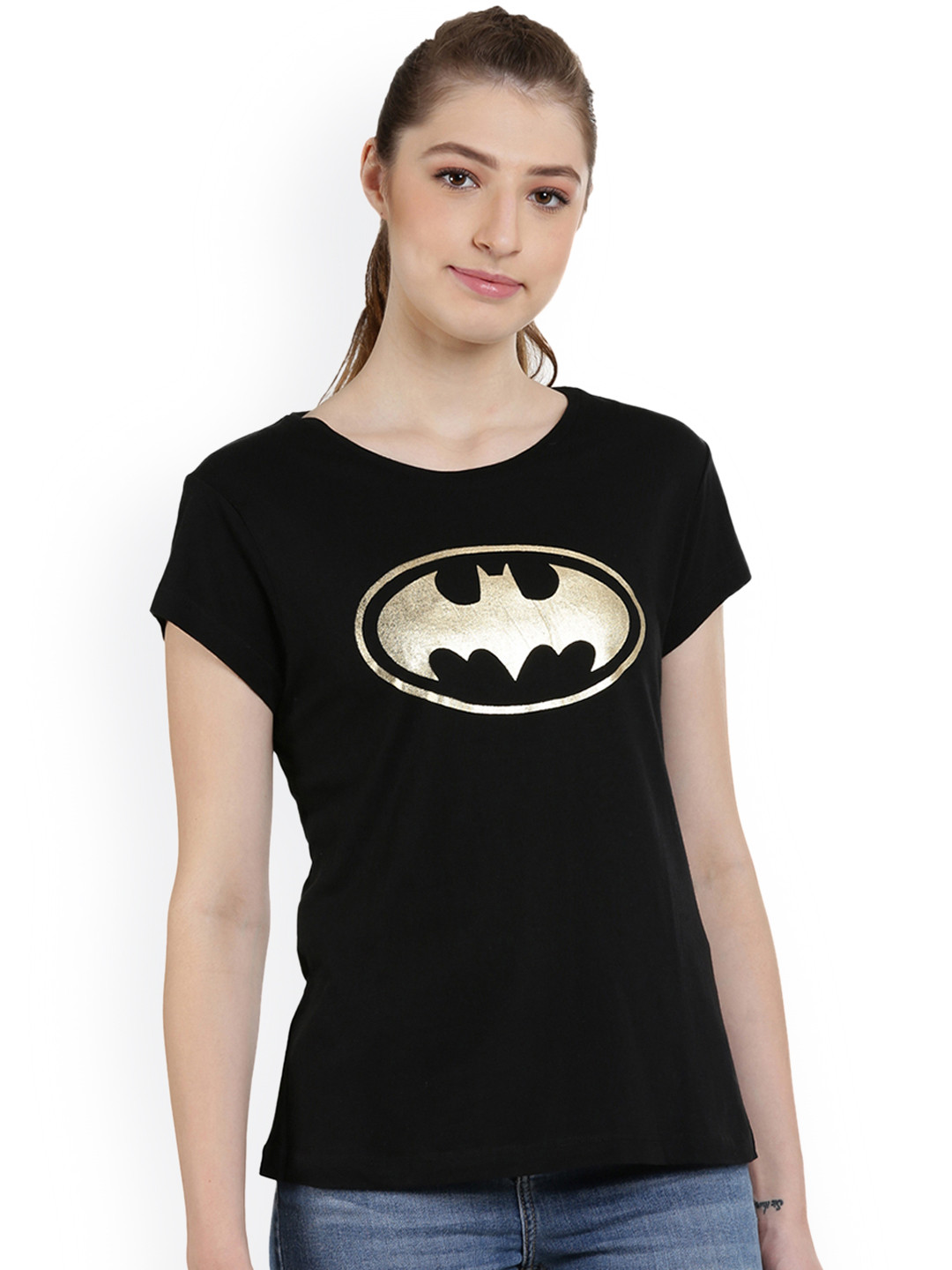 

Free Authority Women Black Batman Printed T-shirt