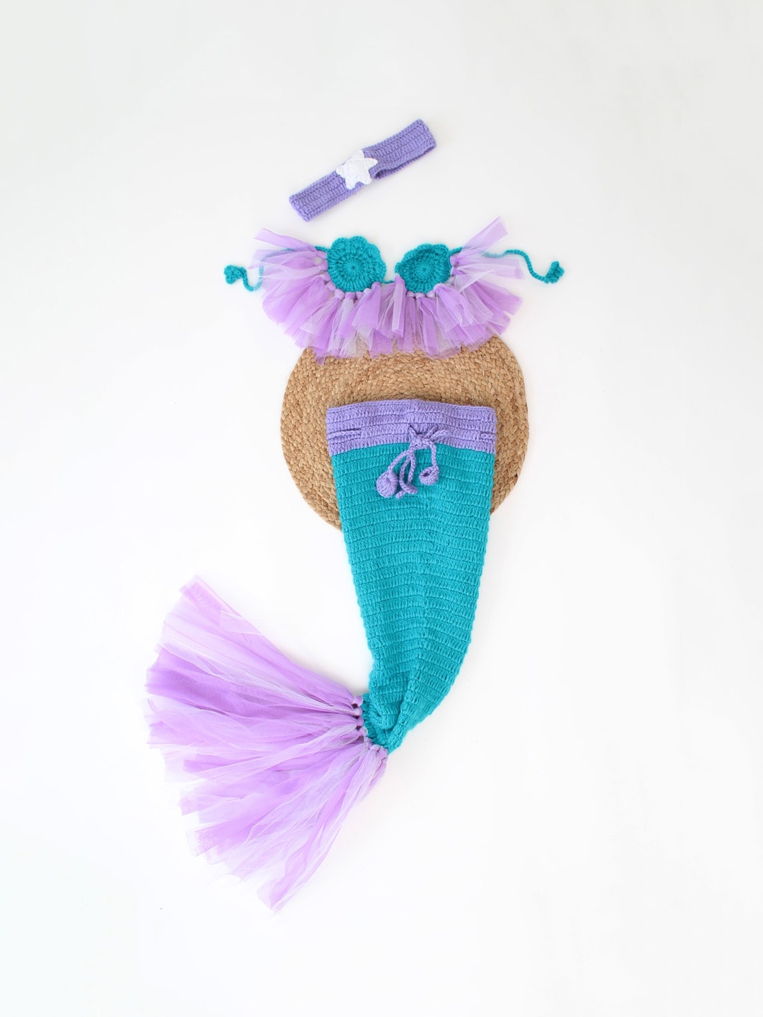 

Woonie Infant Girls Mermaid Tale Costume Photo Prop Set, Purple