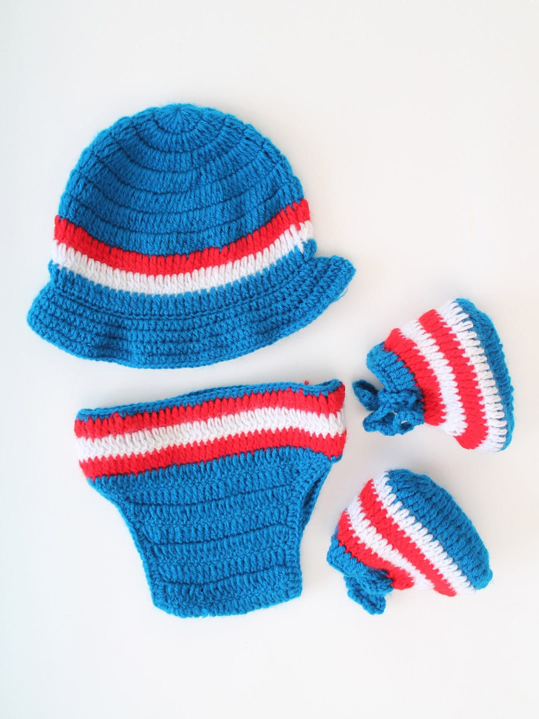 

Woonie Infant Striped Pattern Coordinating Costume Photo Prop Set, Blue