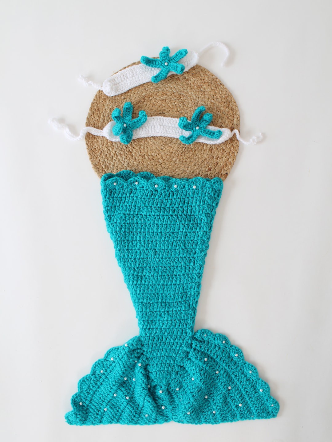 

Woonie Mermaid Tale Costume Acrylic Wool Photo Prop Set, Green