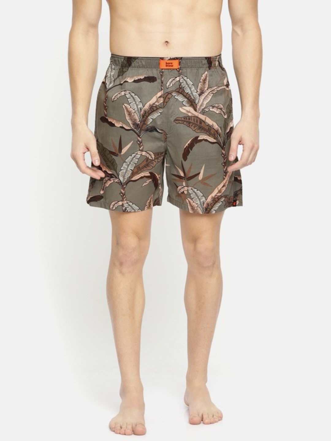 

Bareblow Men Tropical Printed Cotton Boxers BBBX181S, Brown