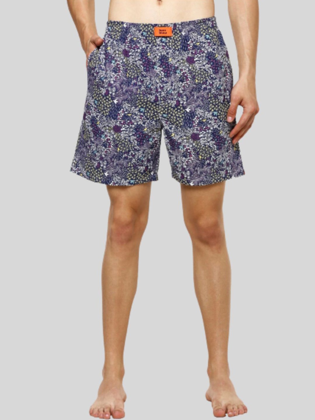 

Bareblow Men Printed Cotton Boxers BBBX186S, Blue