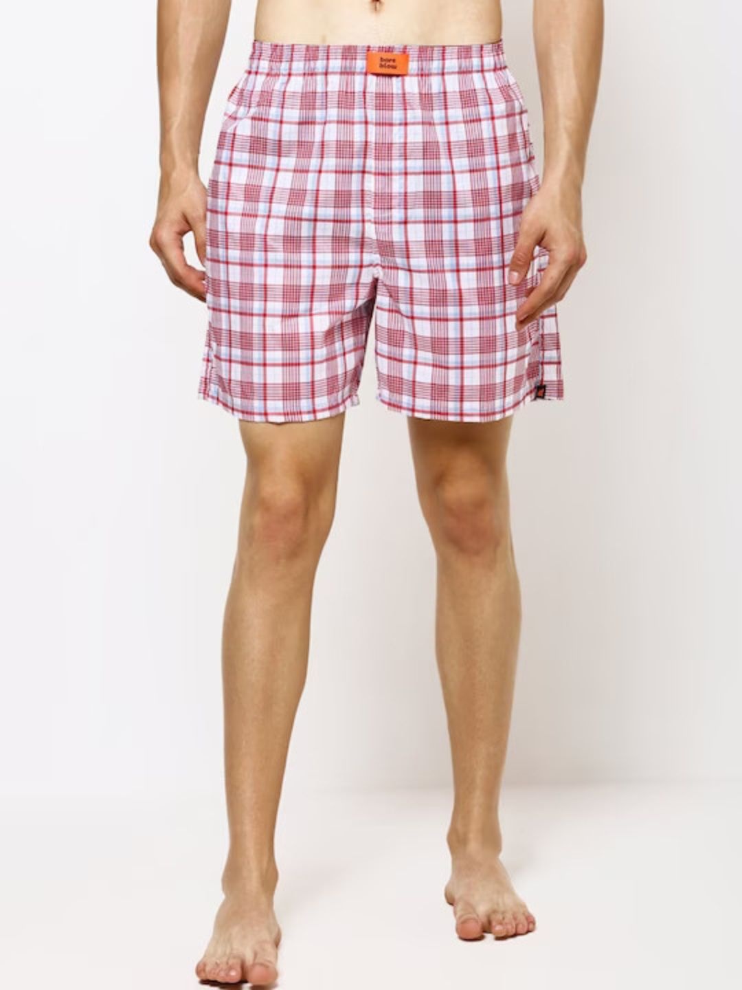 

Bareblow Men Checked Cotton Boxers BBBX183S, Red