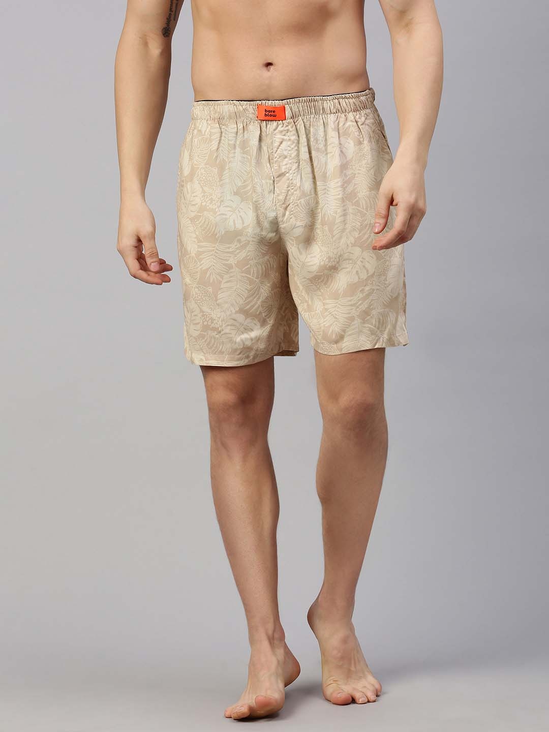 

Bareblow Tropical Printed Cotton Boxers BBBX192S, Cream