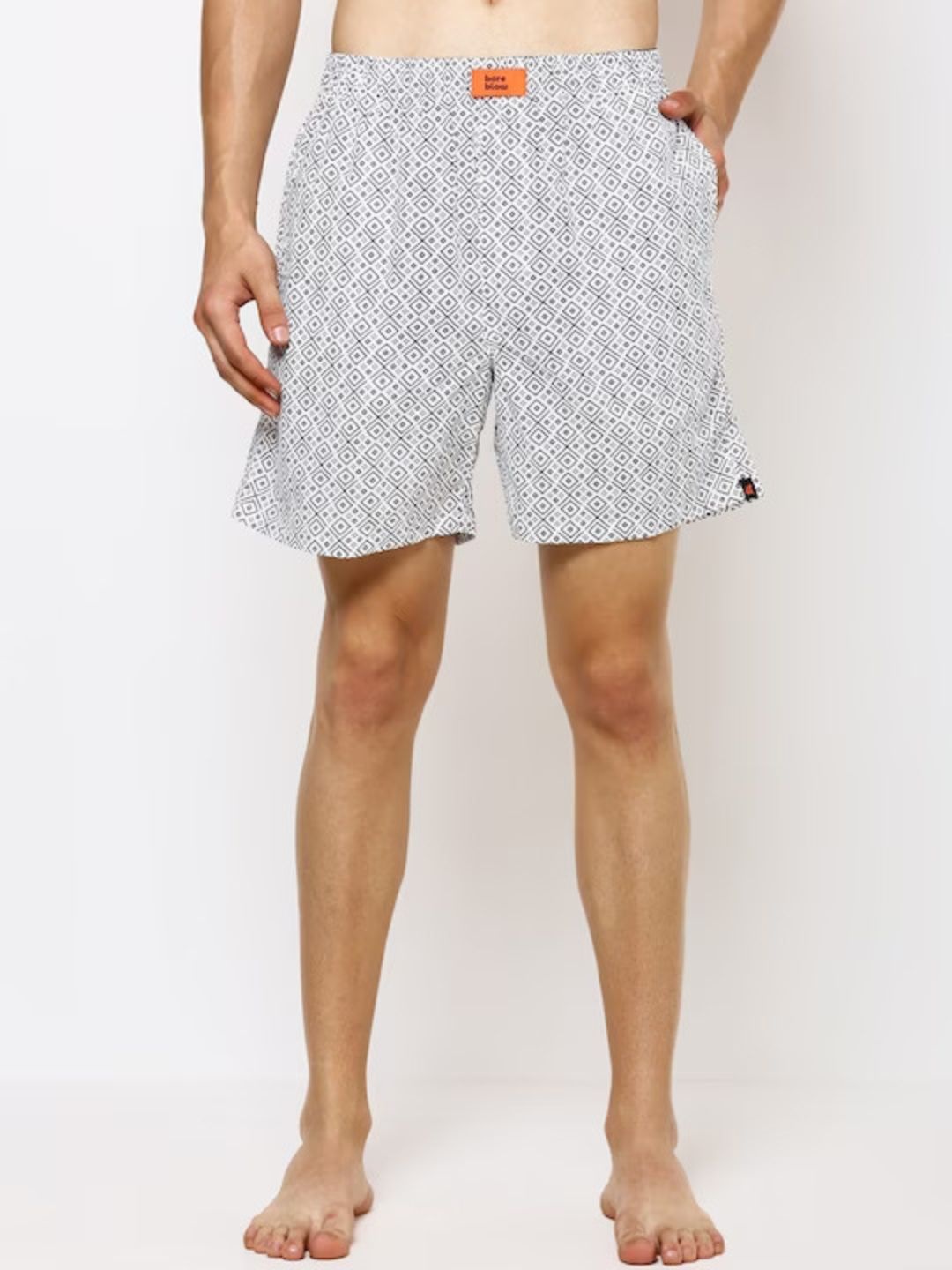 

Bareblow Geometric Printed Cotton Boxers BBBX184S, White