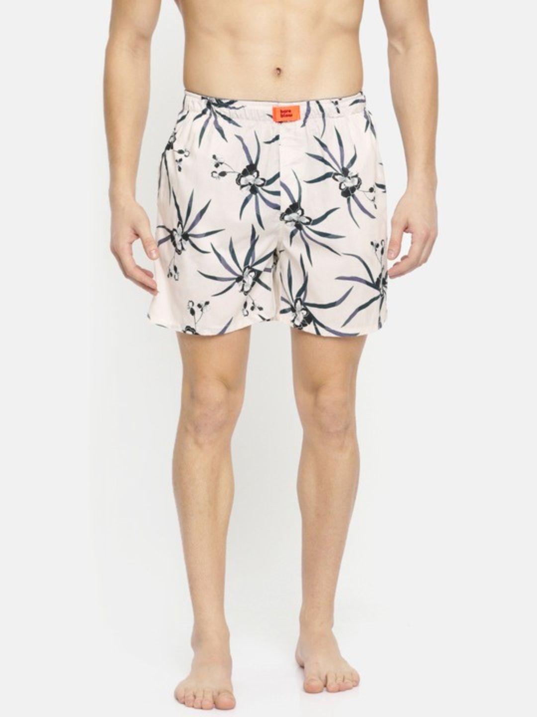 

Bareblow Men Tropical Printed Cotton Boxers BBBX179S, White