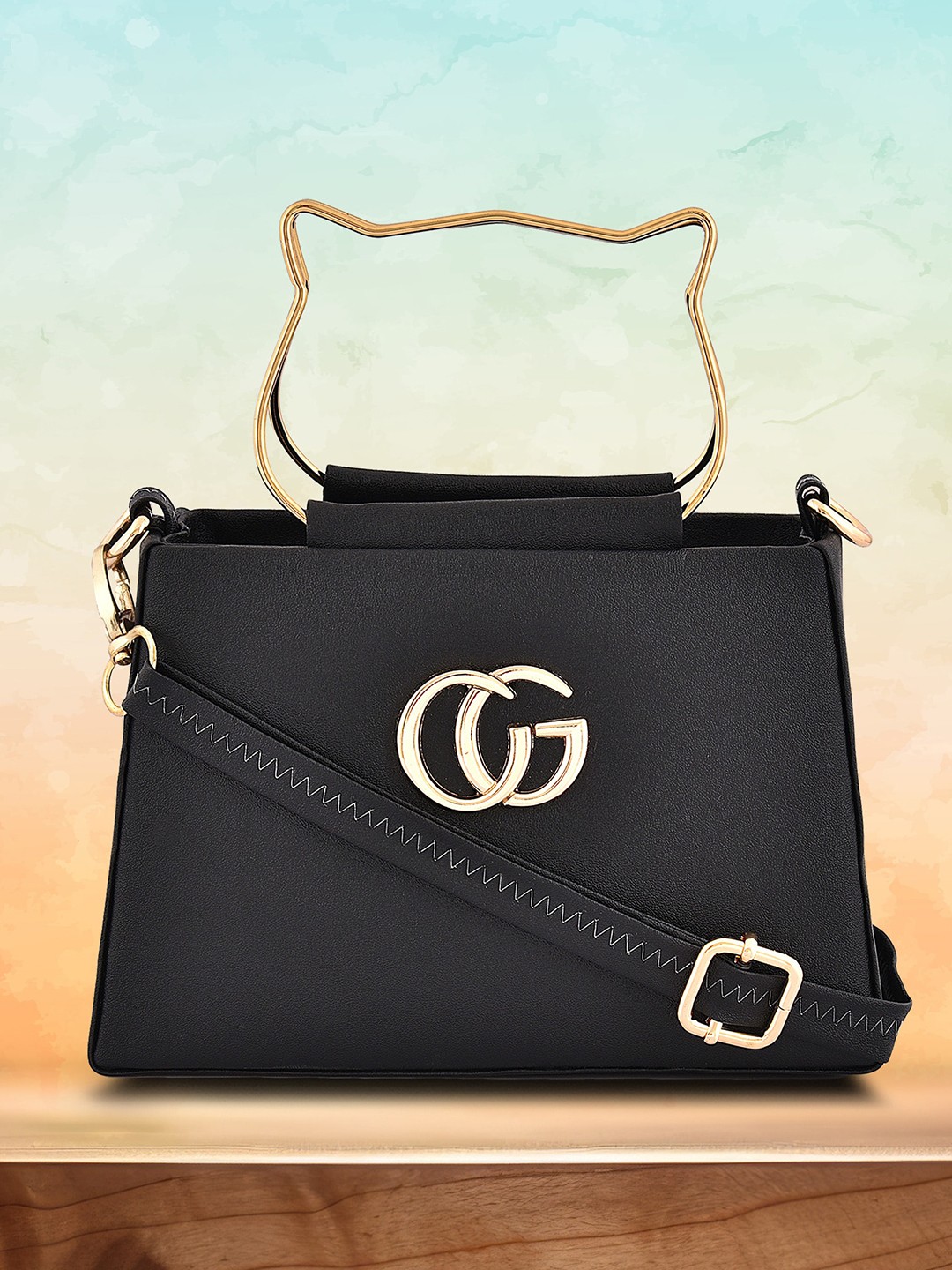 

LaFille PU Structured Handheld Bag, Black