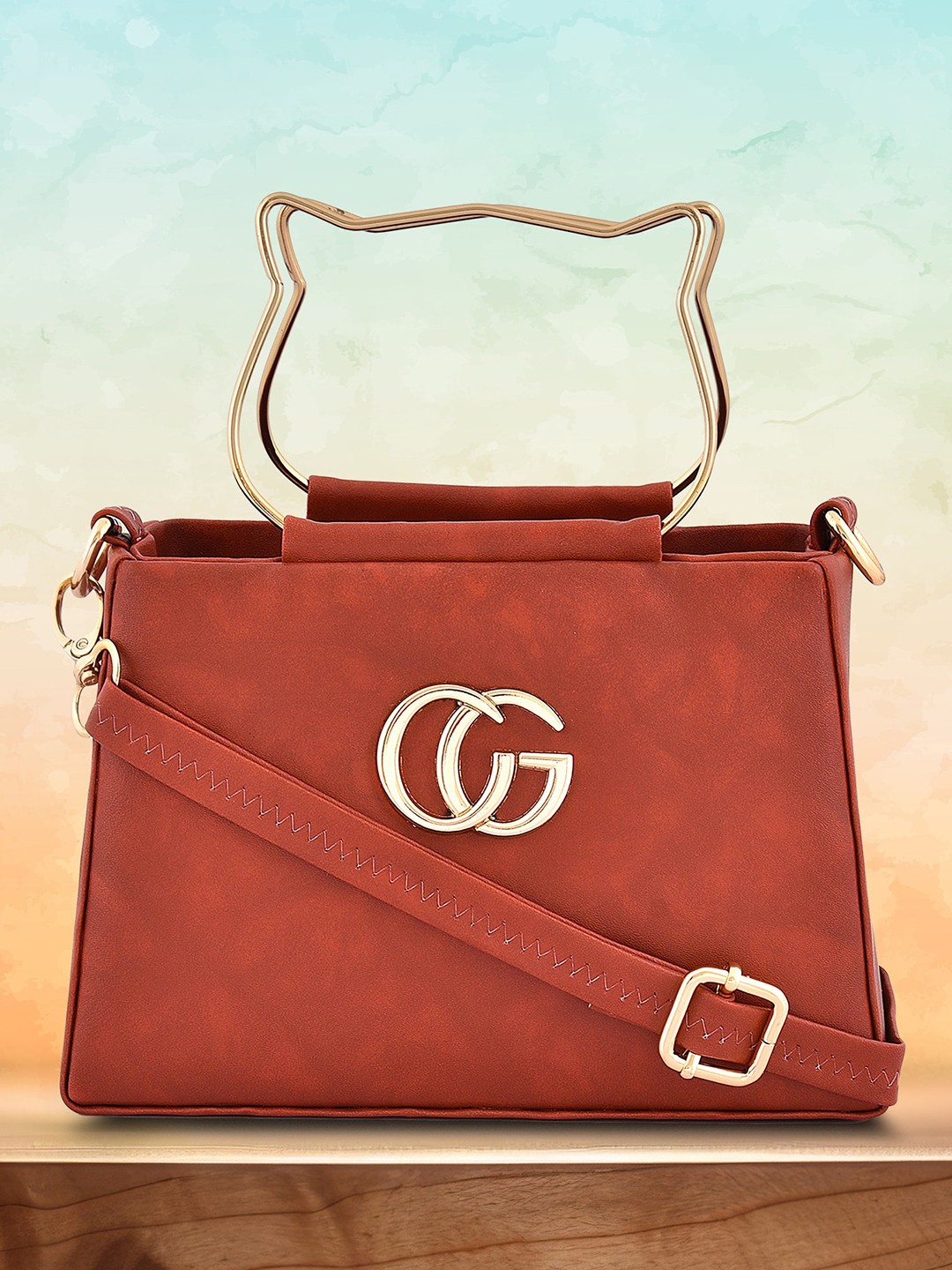 

LaFille Structured Handheld Bag, Rust