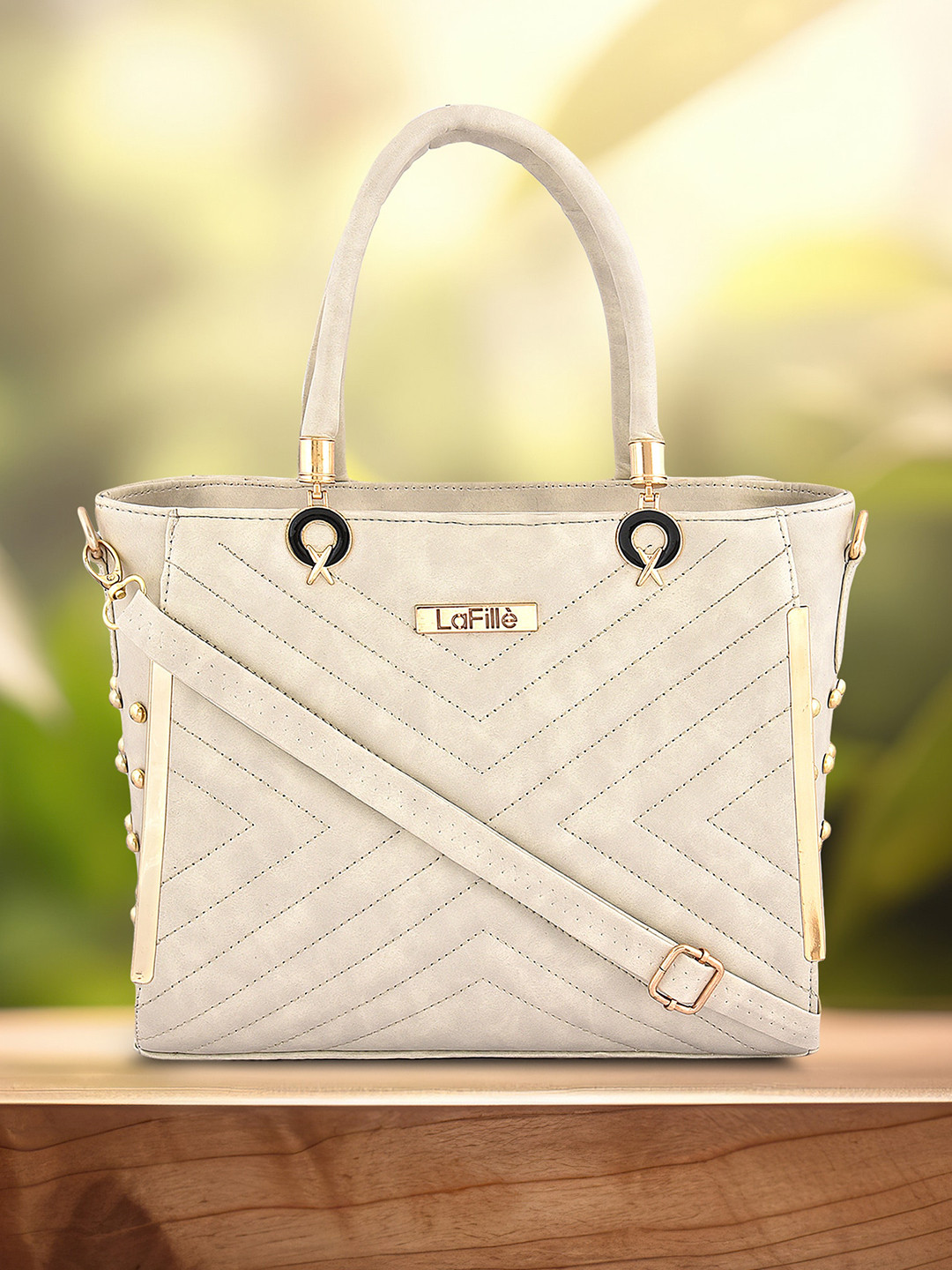 

LaFille PU Oversized Structured Shoulder Bag, Cream
