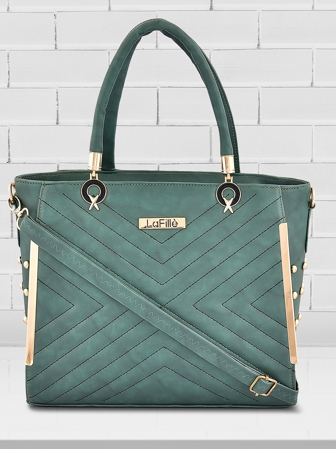 

LaFille PU Shopper Handheld Bag with Quilted, Green