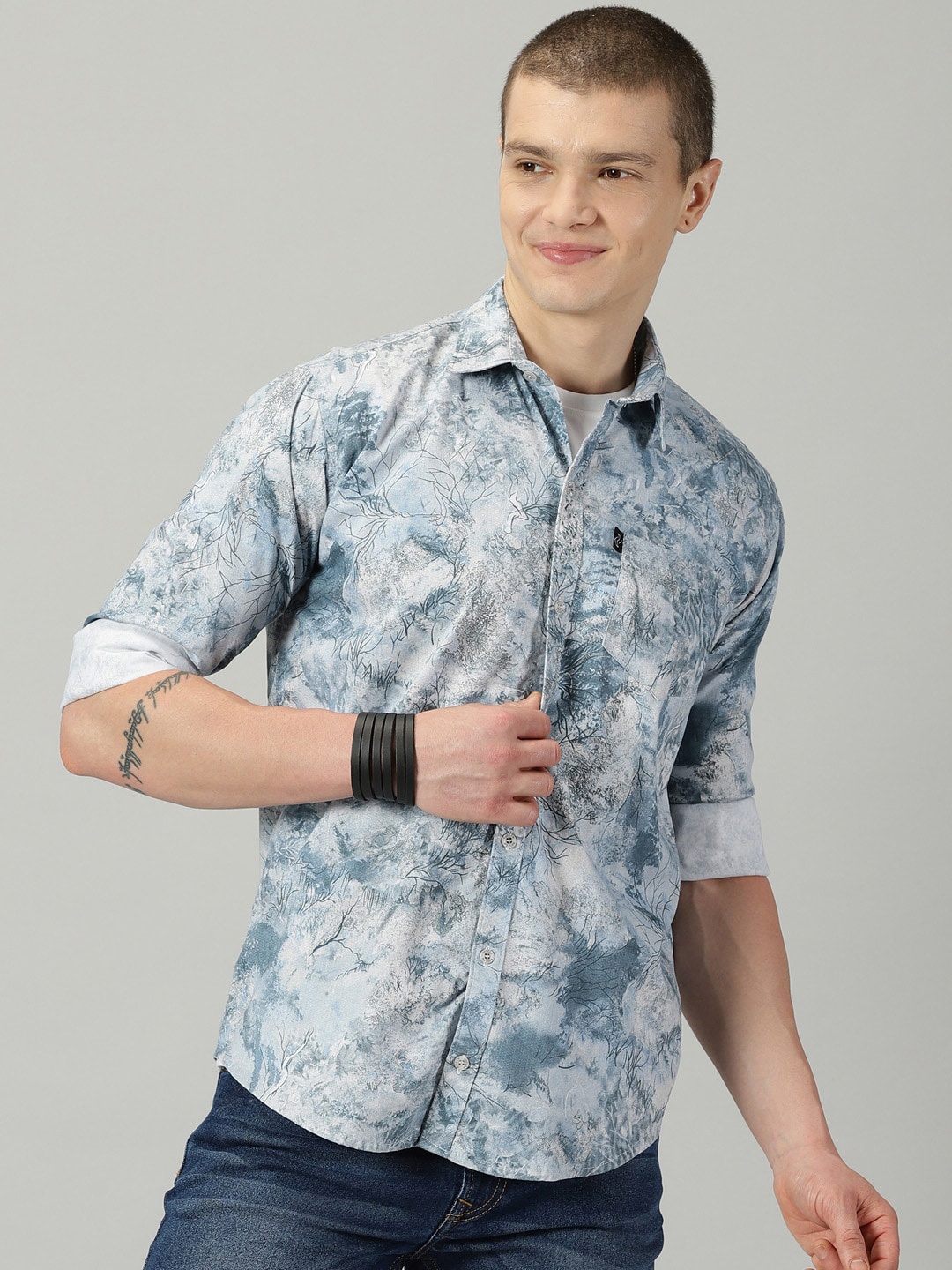 

Rodzen Standard Floral Printed Cotton Casual Shirt, Blue