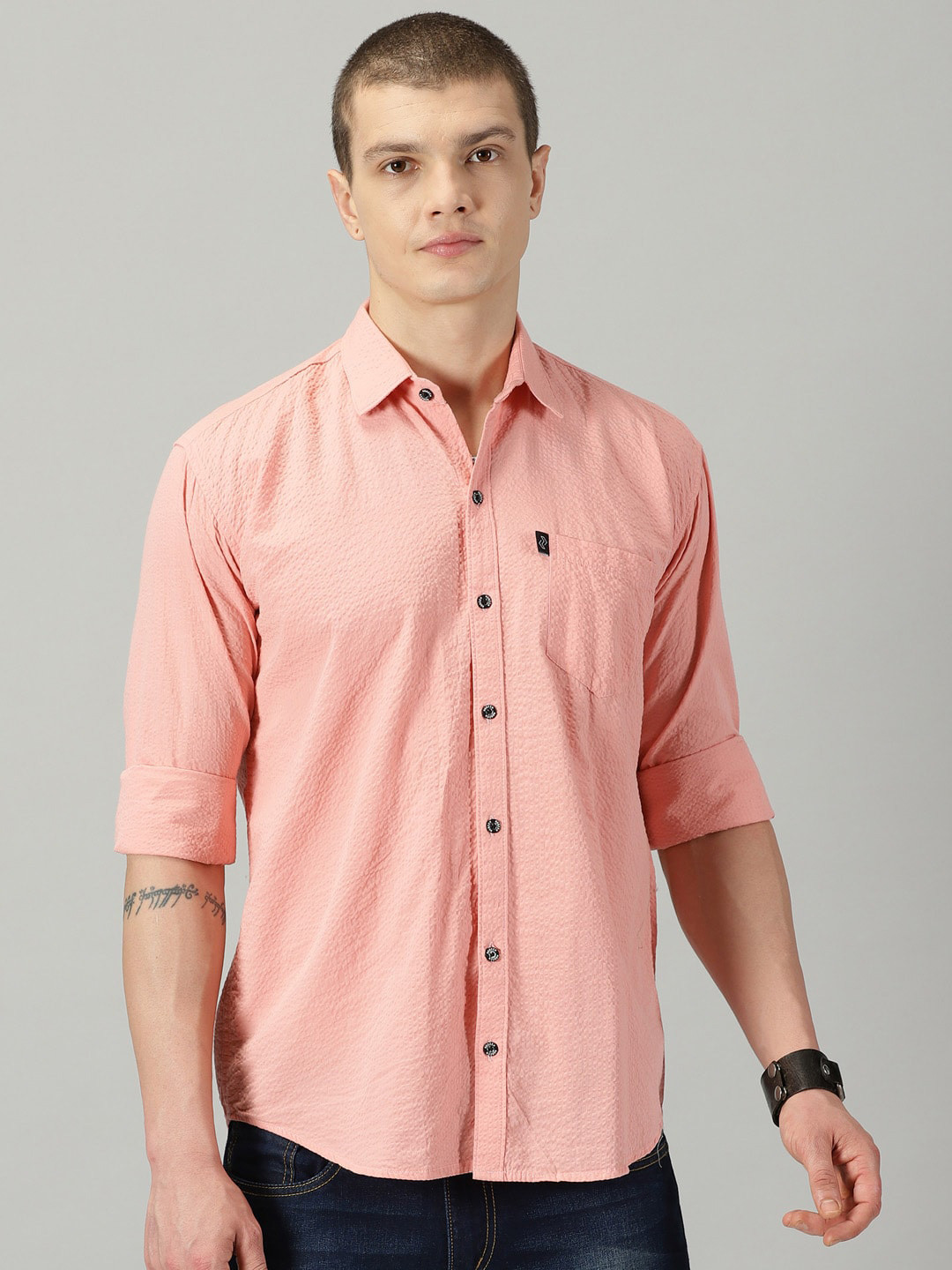 

Rodzen Standard Cotton Casual Shirt, Peach