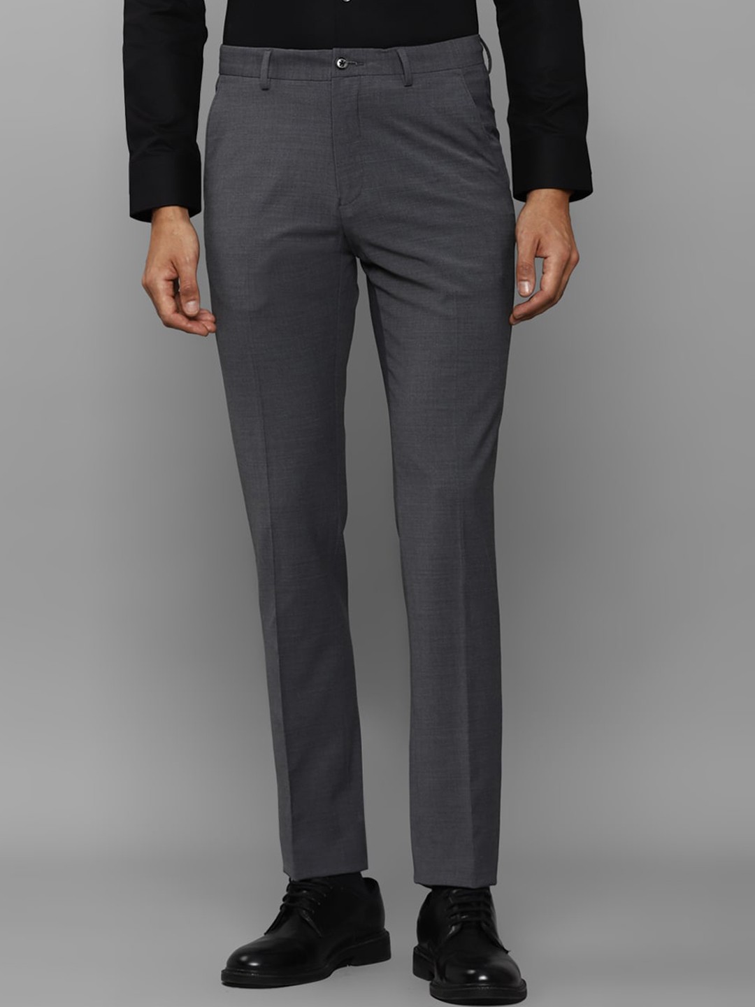 

Louis Philippe Men Mid-Rise Textured Slim Fit Formal Trousers, Grey