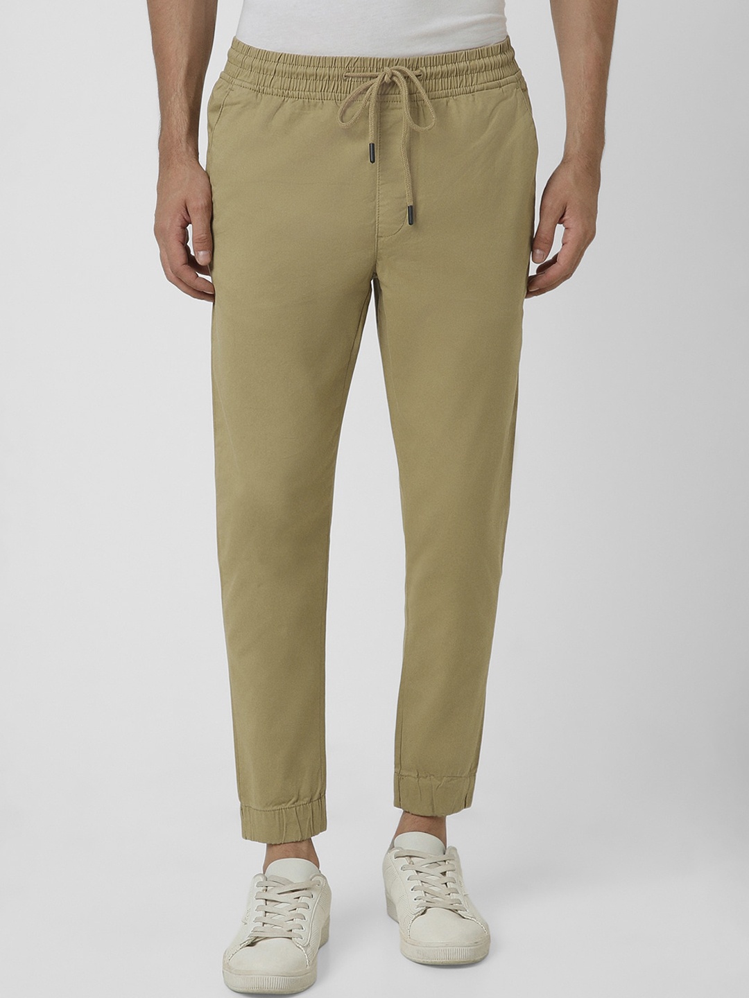 

Peter England Men Mid-Rise Joggers, Khaki