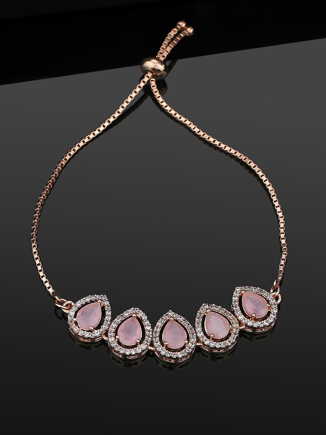 

Estele Women Cubic Zirconia Rose Gold-Plated Wraparound Bracelet