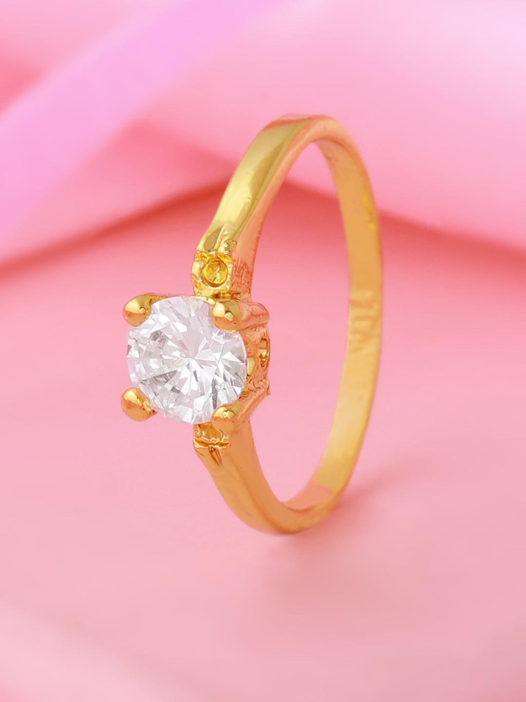 

Estele Gold-Plated Crystal-Studded Finger Ring