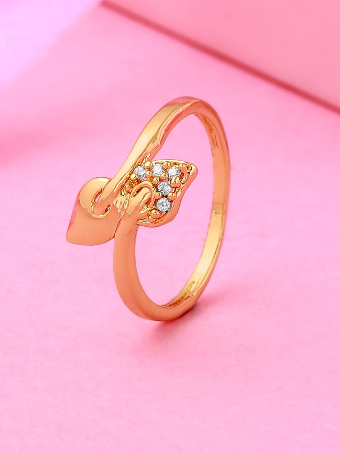 

Estele Gold-Plated CZ-Studded Finger Ring
