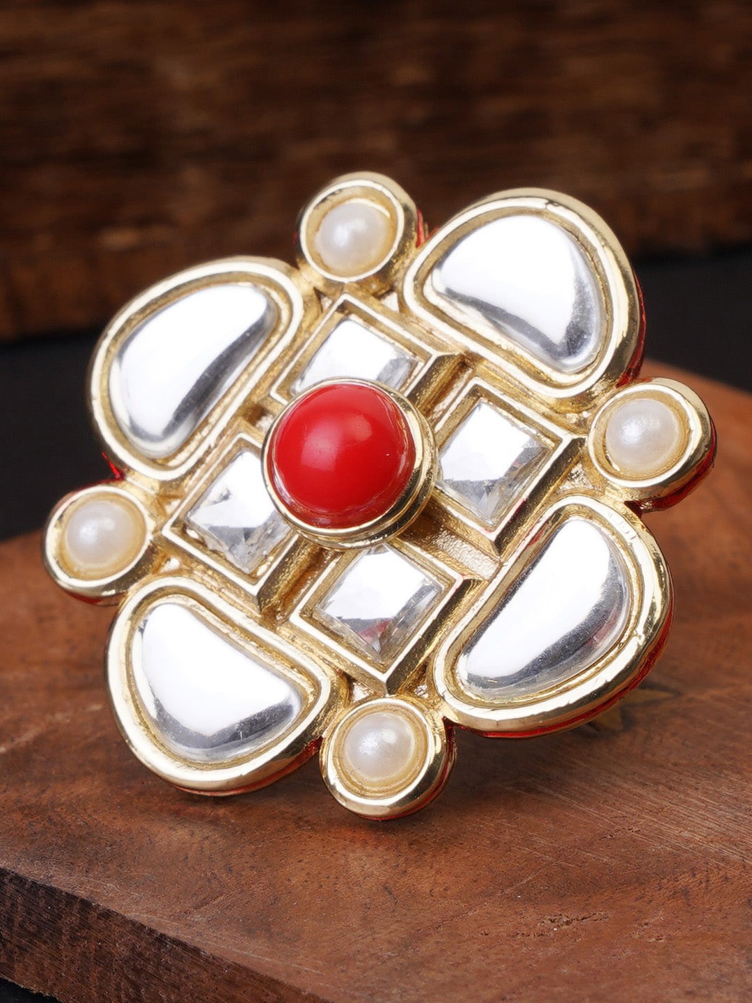 

Estele Gold-Plated Kundan-Studded Finger Ring