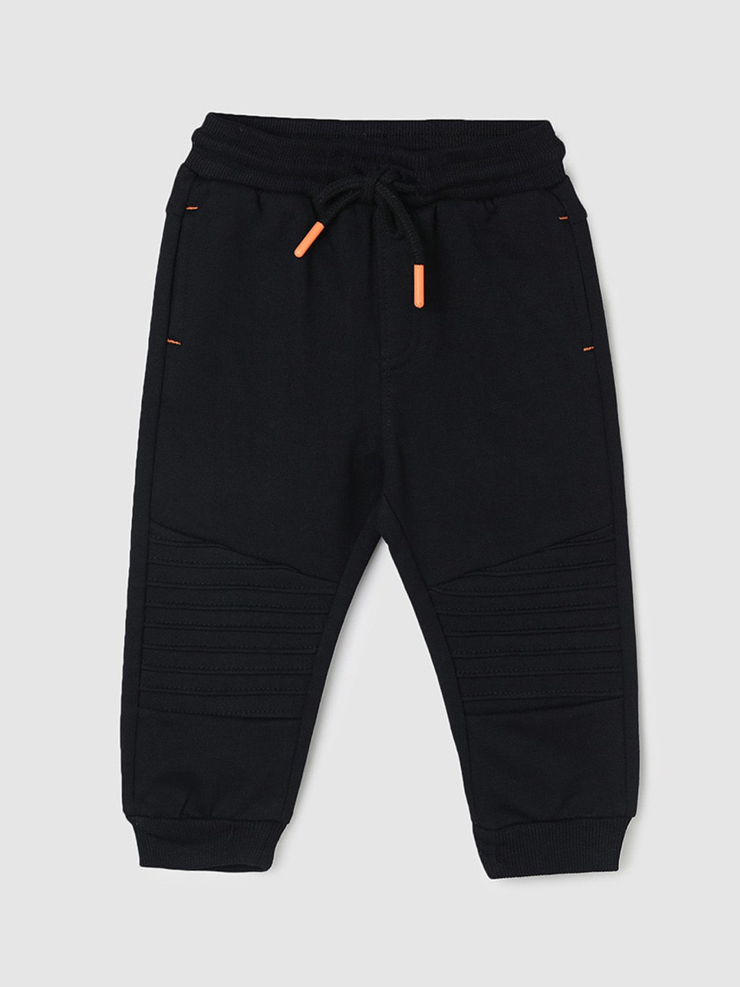 

max Infant Boys Mid-Rise Pure Cotton Joggers, Black