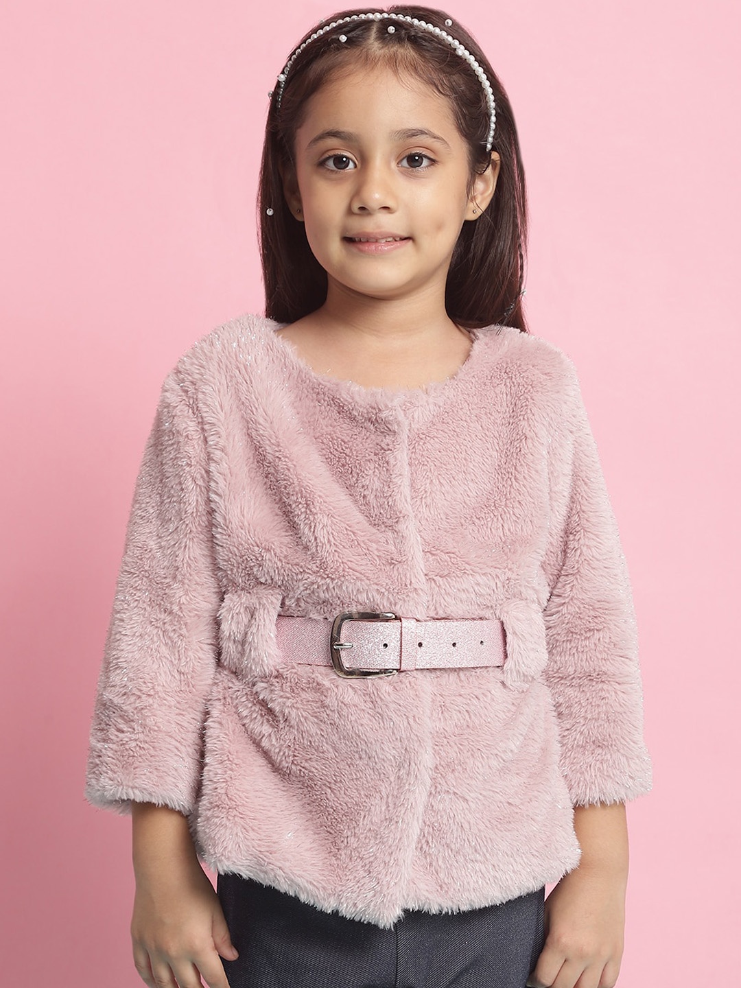 

Nauti Nati Girls Lightweight Faux Fur Trim Tailored Jacket, Pink