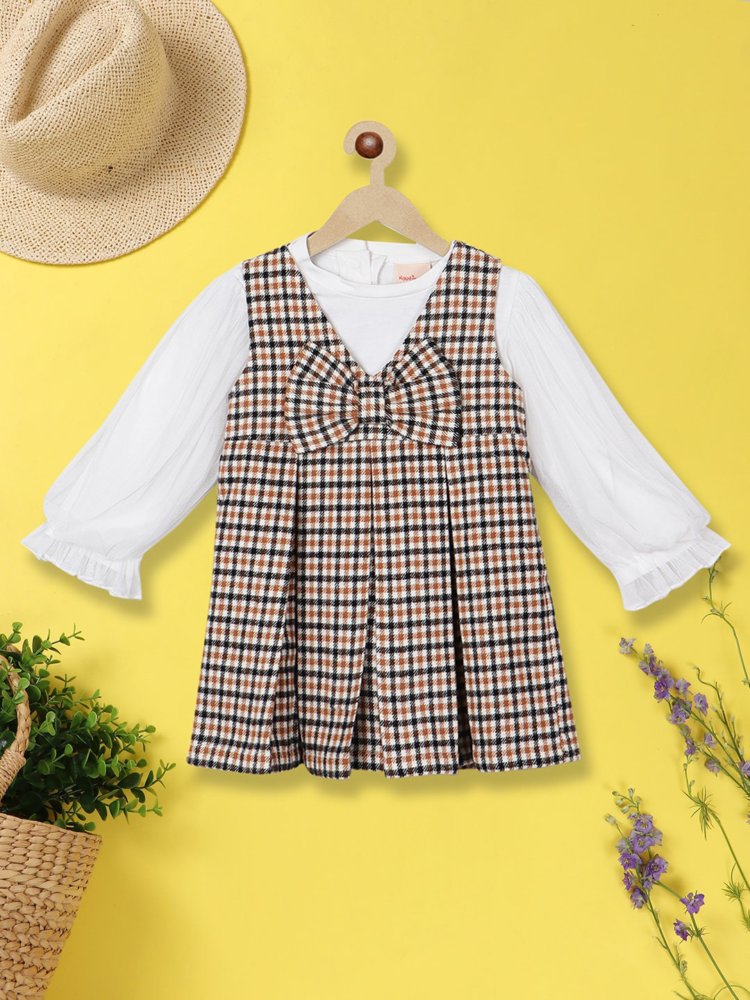 

Nauti Nati Girls Checked A-Line Dress, Black